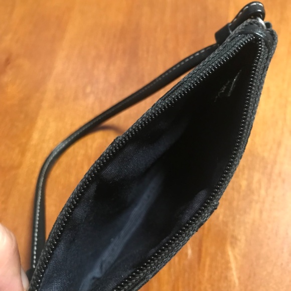 Coach Black Canvas Leather Signature C Wristlet Mini Pouch - Picture 5 of 12
